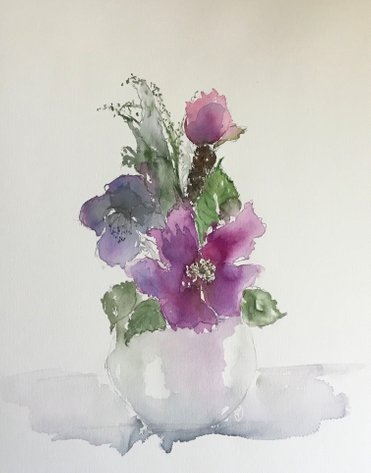Flowering sprig. Wateracolour by June Rydgren.