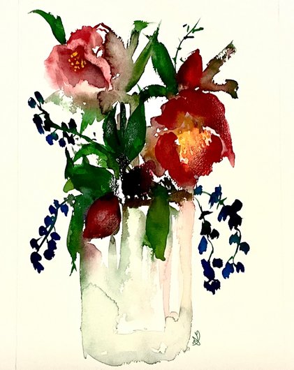 Helleborus. Watercolour by June Rydgren