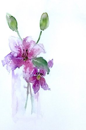 Lilies. Watercolour by June Rydgren
